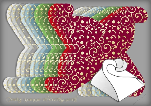 Christmas 3 Twisted Gift Box Gold Moon and Stars Swirl