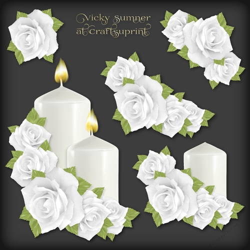 White Roses and Candles Decoupage