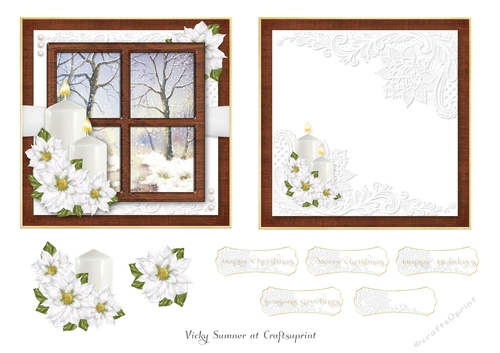 White Christmas Window Scene Quick Card 5x5 inch