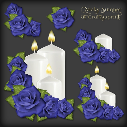 Navy Rose and Candle Decoupage