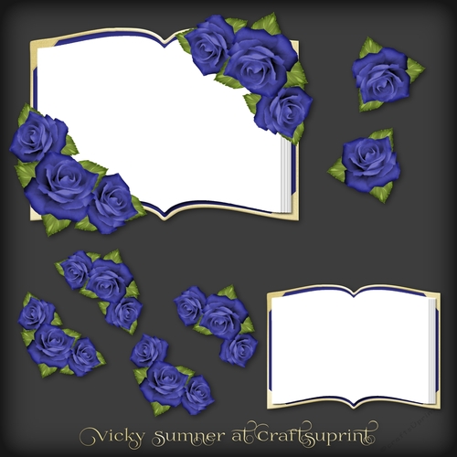 Navy Rose Open Book Decoupage