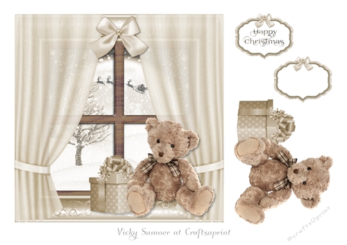 Christmas Eve Teddy in Window 3