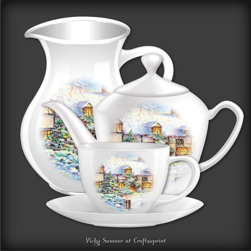 Winter Cottage Tea Set