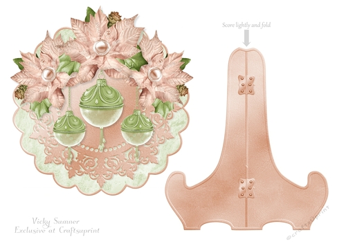 Pink and Mint Christmas Plate and Stand
