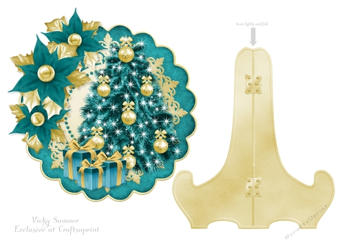 Teal Christmas Plate and Stand 