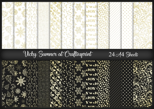 A4 Black White and Gold Christmas Paper
