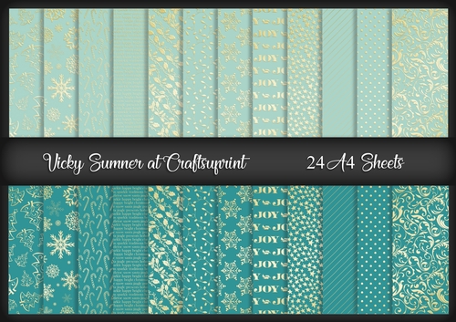 A4 Aqua Teal and Gold Christmas Paper