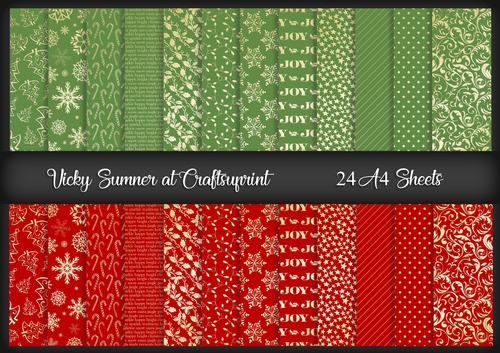  A4 Red Green and Gold Christmas Paper