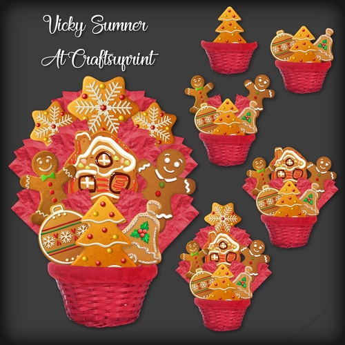 Basket of Christmas Cookies Decoupage
