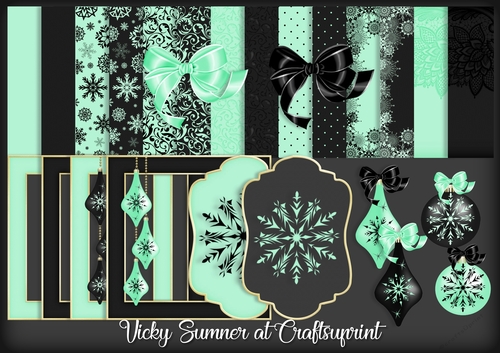 Christmas Mint and Black Embelishments