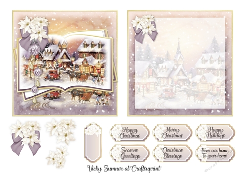 Vintage Village Life at Christmas 5x5 inch Quick Card