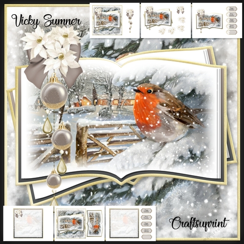 Robin Red Breast Open Book 7x7 Mini Kit