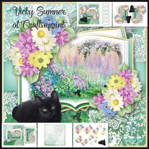 Black Cat in the Summer Garden Open Book