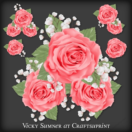 Sugar Plum Coral Rose Cluster PNG