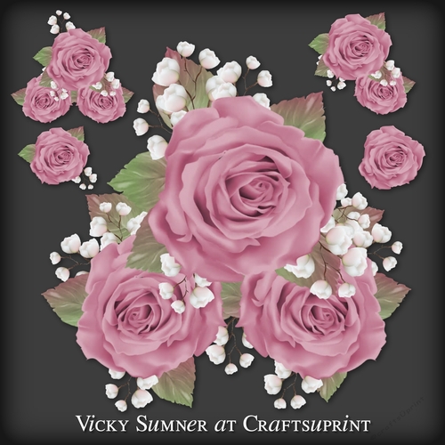 Sugar Plum Dusky Pink Rose Cluster PNG
