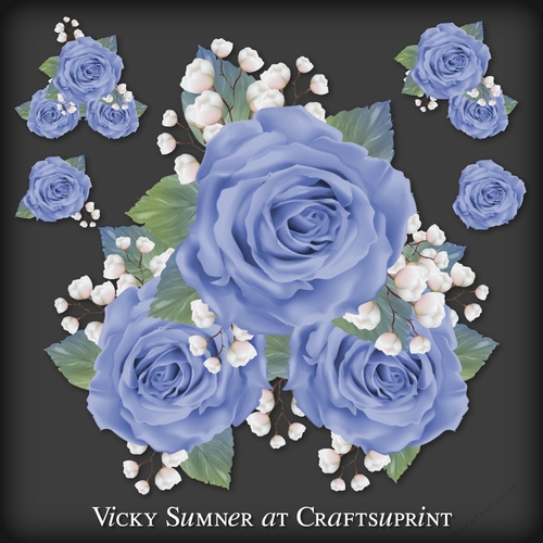 Sugar Plum Violet Rose Cluster PNG