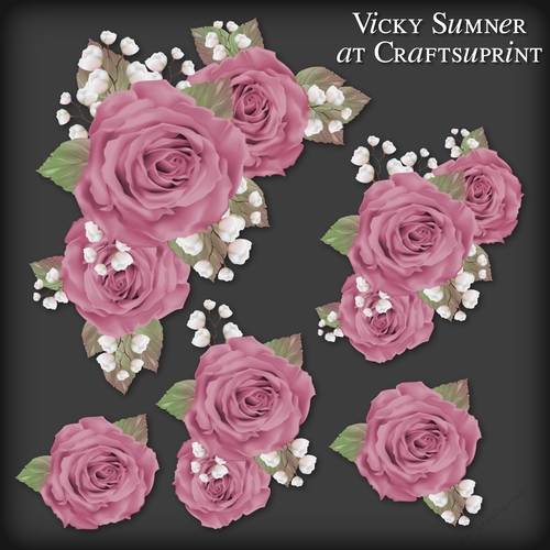 Sugar Plum Dusky Pink Rose Corner Vignette PNG