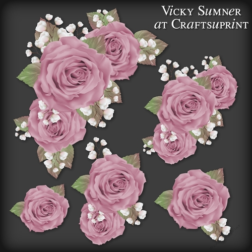 Sugar Plum Mauve Rose Corner Vignette PNG