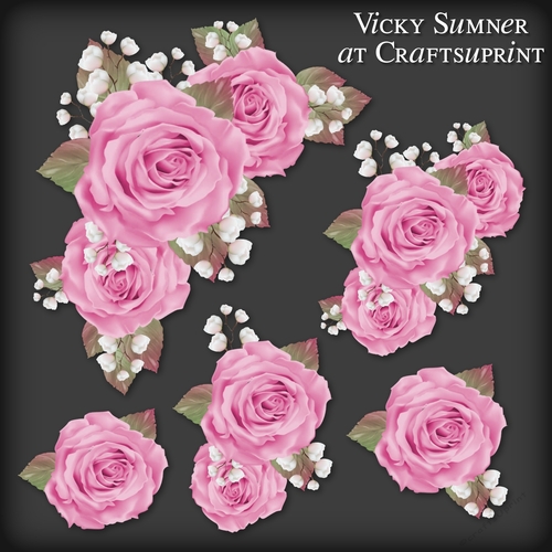 Sugar Plum Pink Rose Corner Vignette PNG