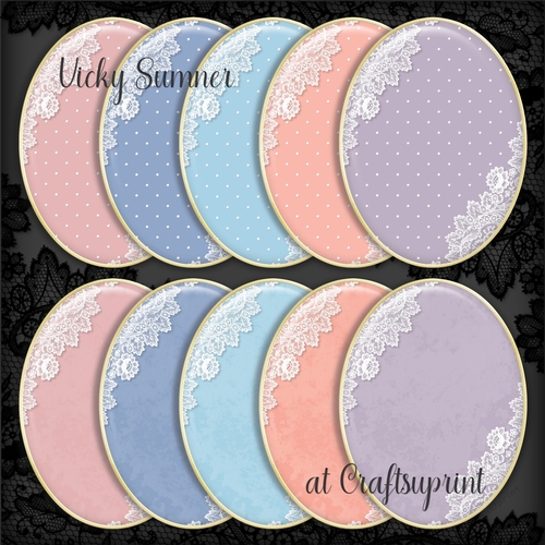 Polka Dot and Lace Oval Mat