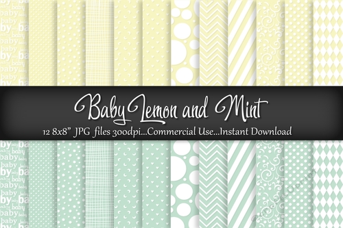 Baby Lemon and Mint A4 Digital Papers