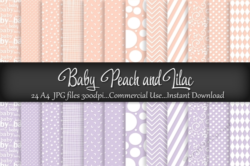 Baby Peach and Lilac A4 Digital Papers