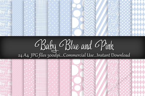 Baby Pink and Blue A4 Digital Papers