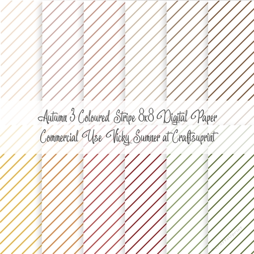 Autumn 3 Coloured Stripe 8x8 inch Digital Paper