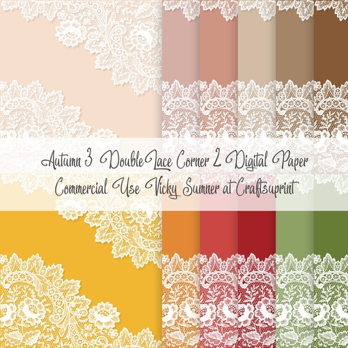 Autumn 3 Double Lace Corner 2 8x8 inch Digital Paper