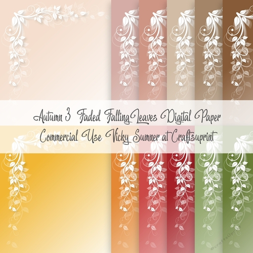 Autumn 3 Faded Falling Leaves 8x8 inch Digital Paper