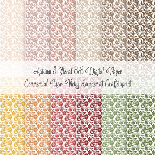 Autumn 3 Floral 8x8 inch Digital Paper
