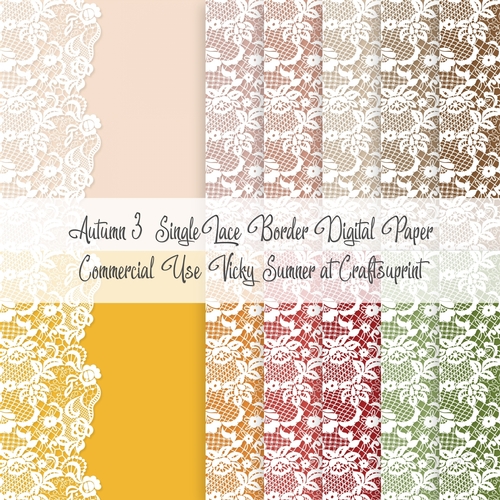 Autumn 3 Lace Single Border 8x8 inch Digital Paper