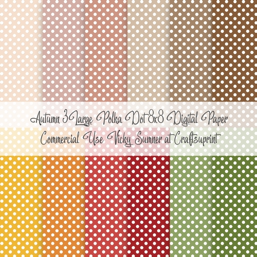 Autumn 3 Large Polka Dot 8x8 inch Digital Paper
