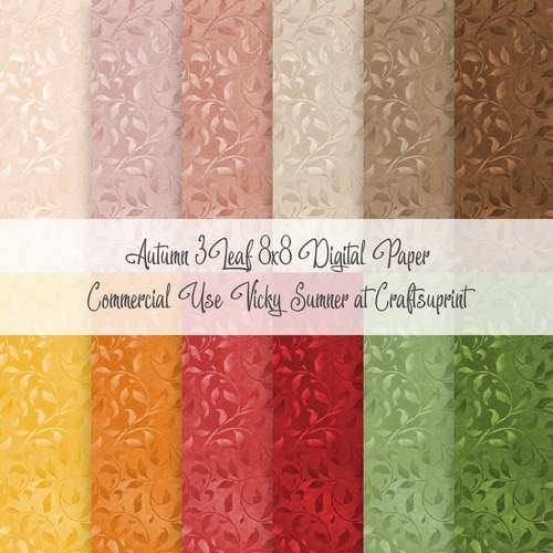 Autumn 3 Leaf 8x8 inch Digital Paper