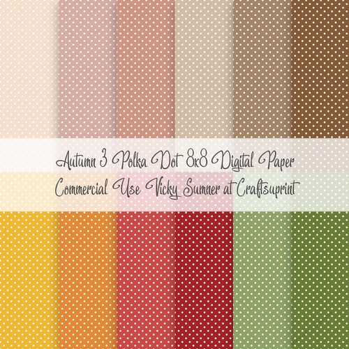 Autumn 3 Polka Dot 8x8 inch Digital Paper