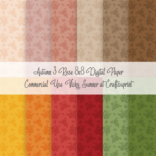 Autumn 3 Rose 8x8 inch Digital Paper