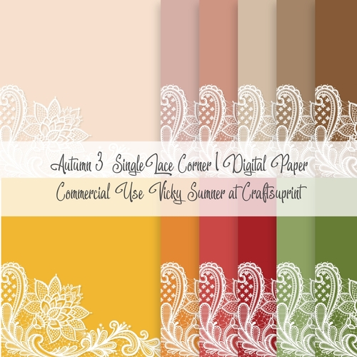 Autumn 3 Single Lace Corner 1 8x8 inch Digital Paper