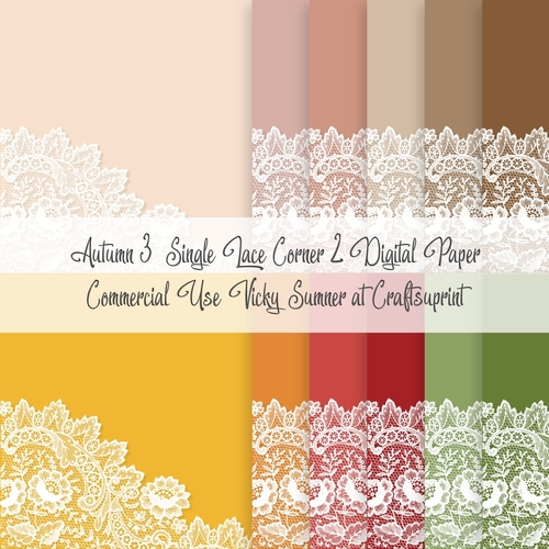 Autumn 3 Single Lace Corner 2 8x8 inch Digital Paper