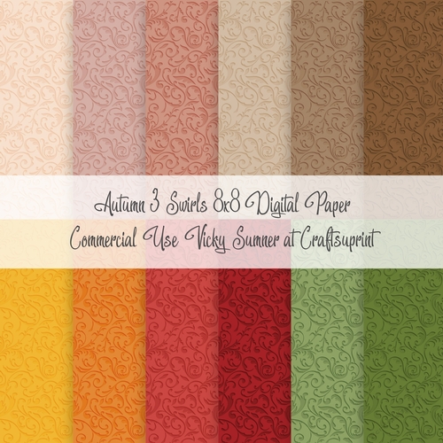 Autumn 3 Swirl 8x8 inch Digital Paper