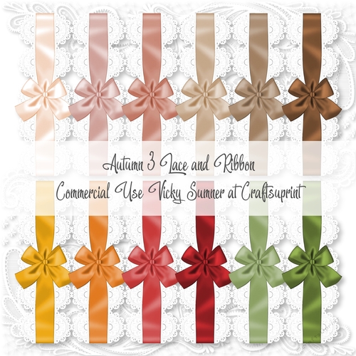 Autumn 3 Lace and Ribbon PNG