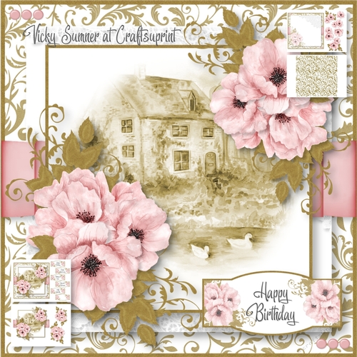 Watercolour Vintage Pink Poppy 1