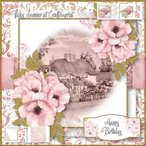 Watercolour Vintage Pink Poppy 2