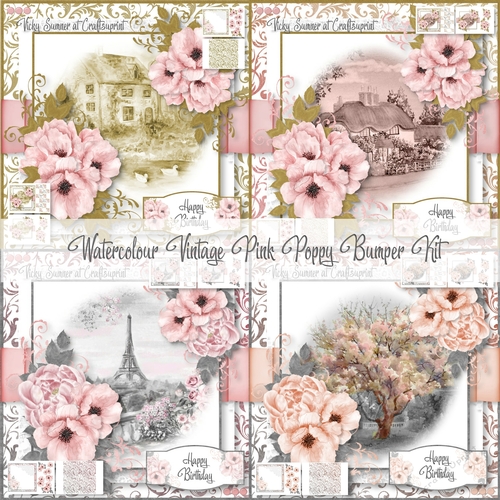 Watercolour Vintage Pink Poppy Bumper Kit