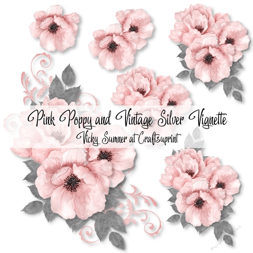 Pink Poppy and Vintage Silver Vignette