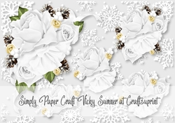 Christmas 5 Rose Vignette Winter White