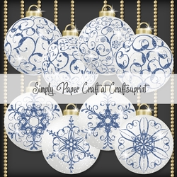 White and Blue Glitter Bauble
