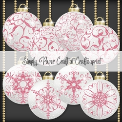 White and Dark Pink Glitter Bauble