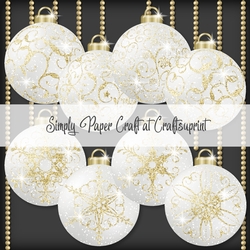 White and Gold Glitter Bauble