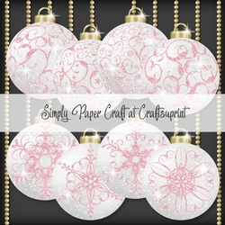 White and Pink Glitter Bauble