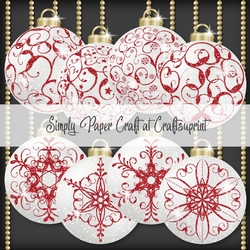 White and Red Glitter Bauble